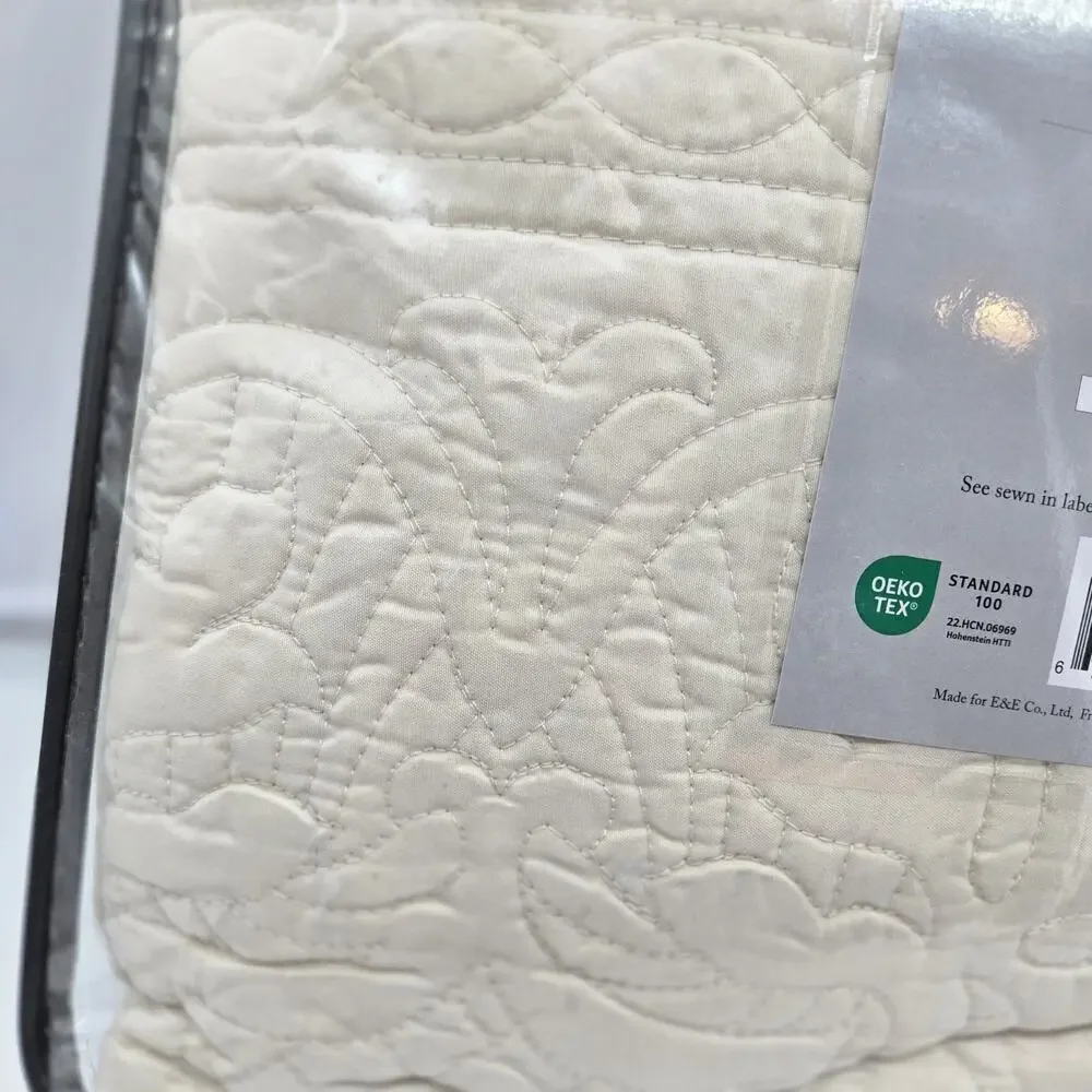 Madison Park 3 PcGenoa Coverlet Set Ivory Full/Queen Org $99 Cottage Farmhouse